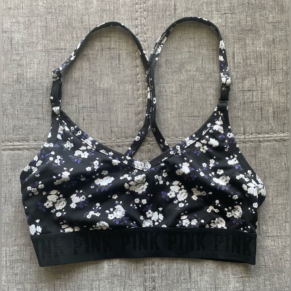 PINK floral sports bra
Size Small